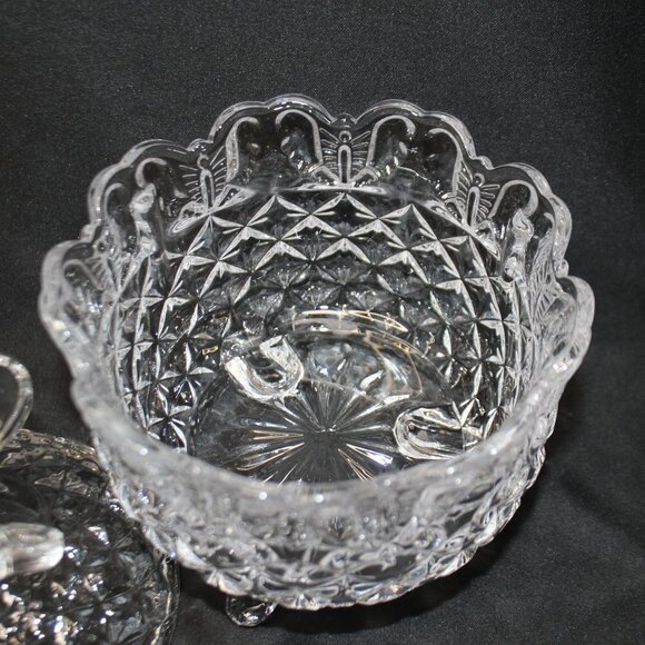Vintage Bohemia Crystal Butterfly Covered Dish Czech Republic Footed Hand Cut - Picture 5 of 13